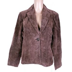 Relativity Women Leather Jacket Blazer Button Size PL